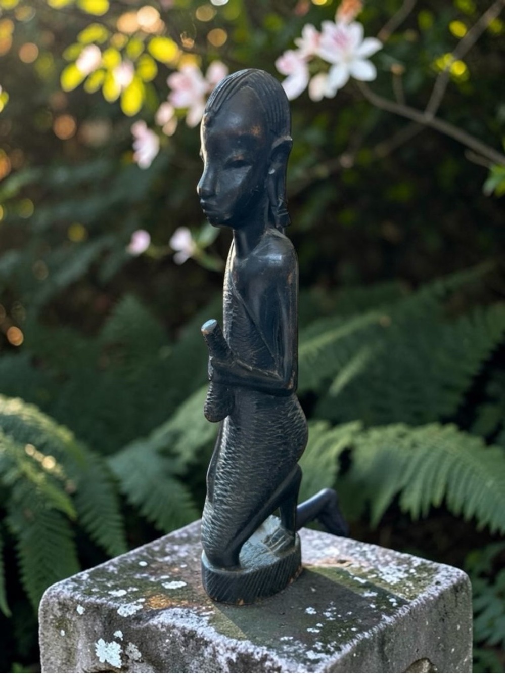 Hand Carved Black Wooden Figurine